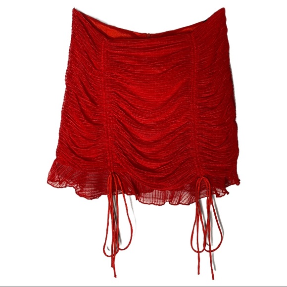 4si3nna Ruched Red Mini Skirt Size Small - Picture 3 of 12